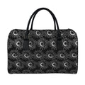 White And Black Sunflower Pattern Print Leather Duffel Bag