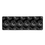 White And Black Sunflower Pattern Print Long Kitchen Mat