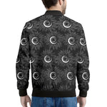 White And Black Sunflower Pattern Print Men's Bomber Jacket