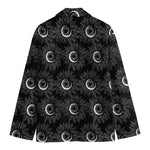 White And Black Sunflower Pattern Print Men's Cotton Blazer