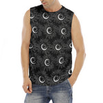 White And Black Sunflower Pattern Print Men's Fitness Tank Top