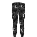 White And Black Sunflower Pattern Print Men's Leggings