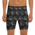 White And Black Sunflower Pattern Print Men's Long Boxer Briefs