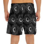 White And Black Sunflower Pattern Print Men's Split Running Shorts