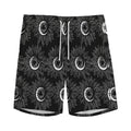 White And Black Sunflower Pattern Print Men's Athletic Shorts