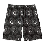 White And Black Sunflower Pattern Print Men's Swim Trunks