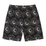 White And Black Sunflower Pattern Print Men's Swim Trunks