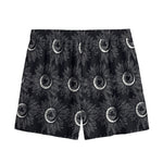White And Black Sunflower Pattern Print Mesh Shorts