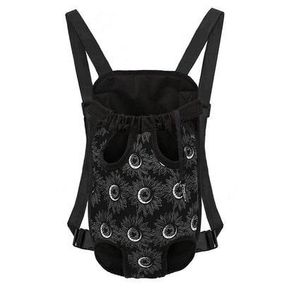 White And Black Sunflower Pattern Print Pet Carrier Backpack