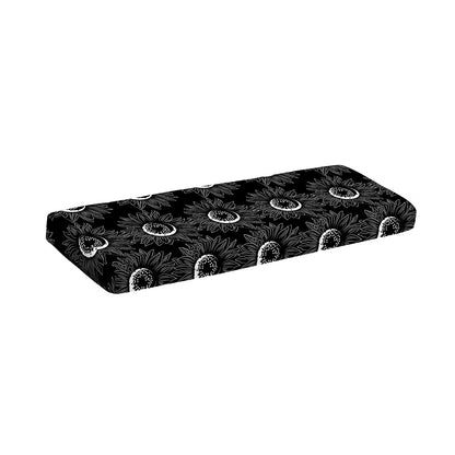 White And Black Sunflower Pattern Print Piano Keyboard Cover