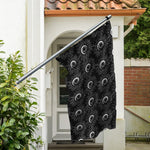 White And Black Sunflower Pattern Print Polyester Flag