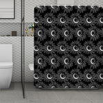 White And Black Sunflower Pattern Print Polyester Shower Curtain