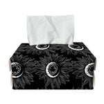 White And Black Sunflower Pattern Print Rectangle Tissue Box Cover
