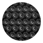 White And Black Sunflower Pattern Print Round Blanket