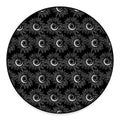White And Black Sunflower Pattern Print Round Floor Mat