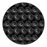 White And Black Sunflower Pattern Print Round Floor Mat