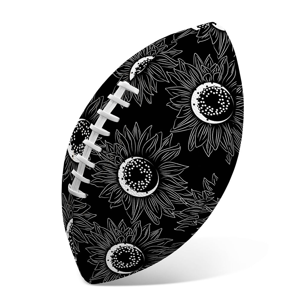 White And Black Sunflower Pattern Print Rugby Ball