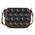 White And Black Sunflower Pattern Print Saddle Bag