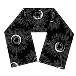 White And Black Sunflower Pattern Print Scarf