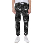 White And Black Sunflower Pattern Print Scuba Joggers