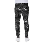 White And Black Sunflower Pattern Print Scuba Joggers
