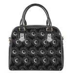 White And Black Sunflower Pattern Print Shoulder Handbag