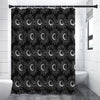 White And Black Sunflower Pattern Print Shower Curtain