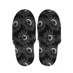 White And Black Sunflower Pattern Print Slippers