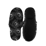 White And Black Sunflower Pattern Print Slippers