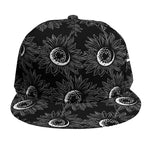 White And Black Sunflower Pattern Print Snapback Cap