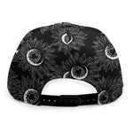 White And Black Sunflower Pattern Print Snapback Cap