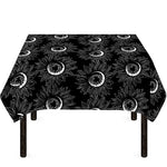 White And Black Sunflower Pattern Print Tablecloth