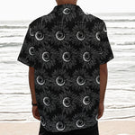 White And Black Sunflower Pattern Print Textured Short Sleeve Shirt