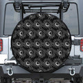 White And Black Sunflower Pattern Print Tire Cover