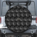White And Black Sunflower Pattern Print Tire Cover With Camera Hole