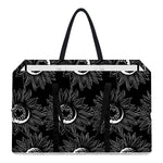 White And Black Sunflower Pattern Print Utility Tote Bag