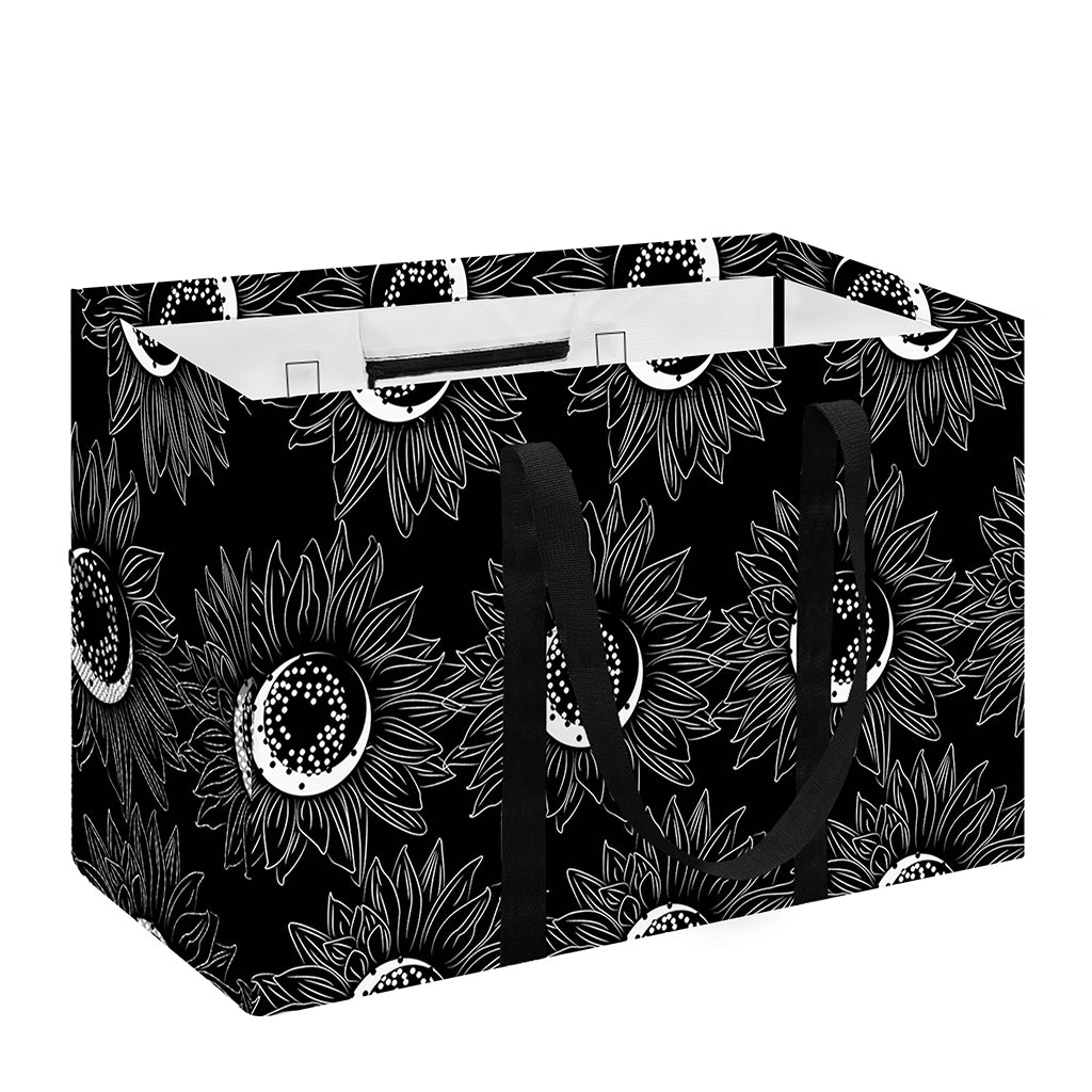 White And Black Sunflower Pattern Print Utility Tote Bag