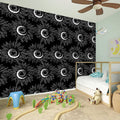 White And Black Sunflower Pattern Print Wall Sticker