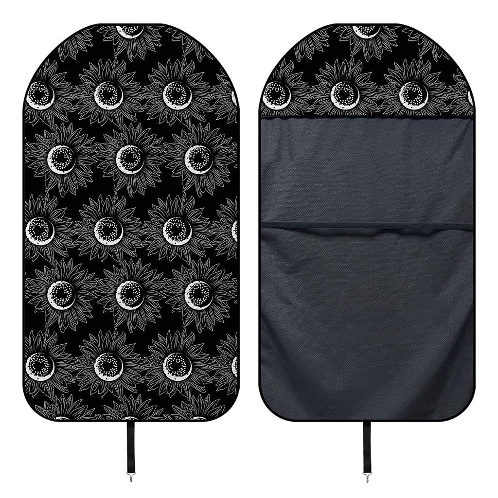 White And Black Sunflower Pattern Print Waterproof Car Seat Cover