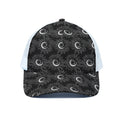 White And Black Sunflower Pattern Print White Mesh Trucker Hat