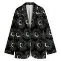 White And Black Sunflower Pattern Print Women's Blazer
