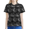 White And Black Sunflower Pattern Print Women's Polo Shirt