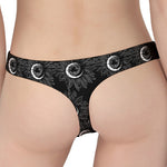 White And Black Sunflower Pattern Print Women's Thong