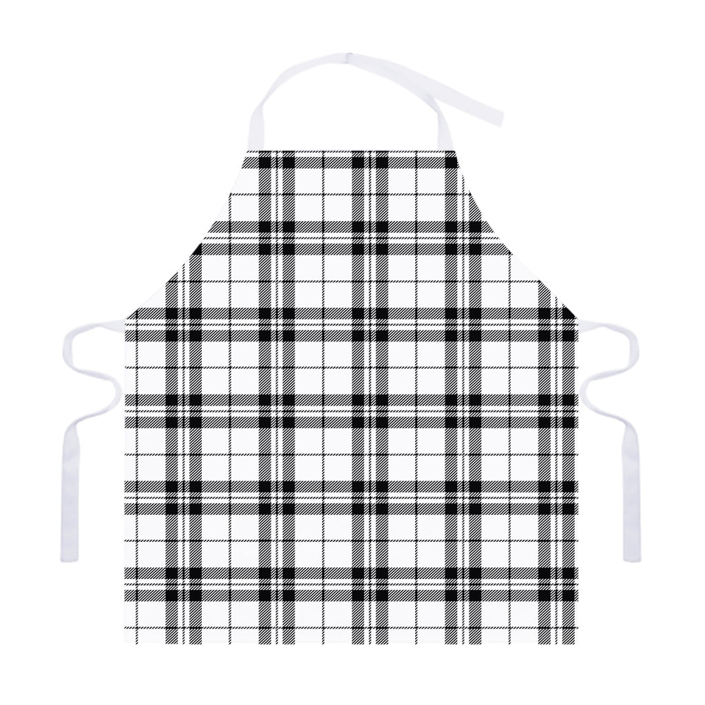 White And Black Tartan Pattern Print Adjustable Apron