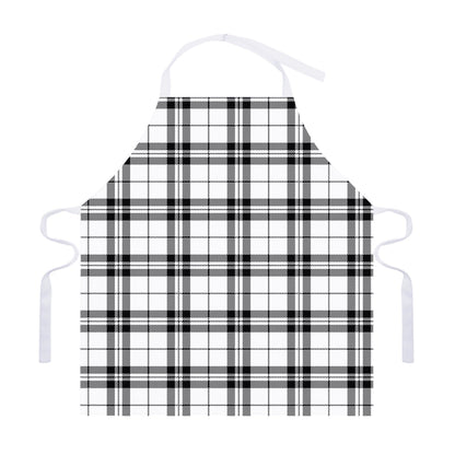 White And Black Tartan Pattern Print Adjustable Apron