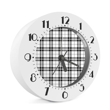 White And Black Tartan Pattern Print Alarm Clock