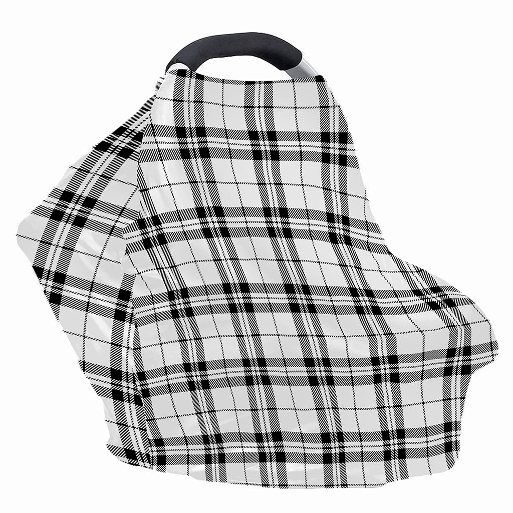 White And Black Tartan Pattern Print Baby Seat Cover