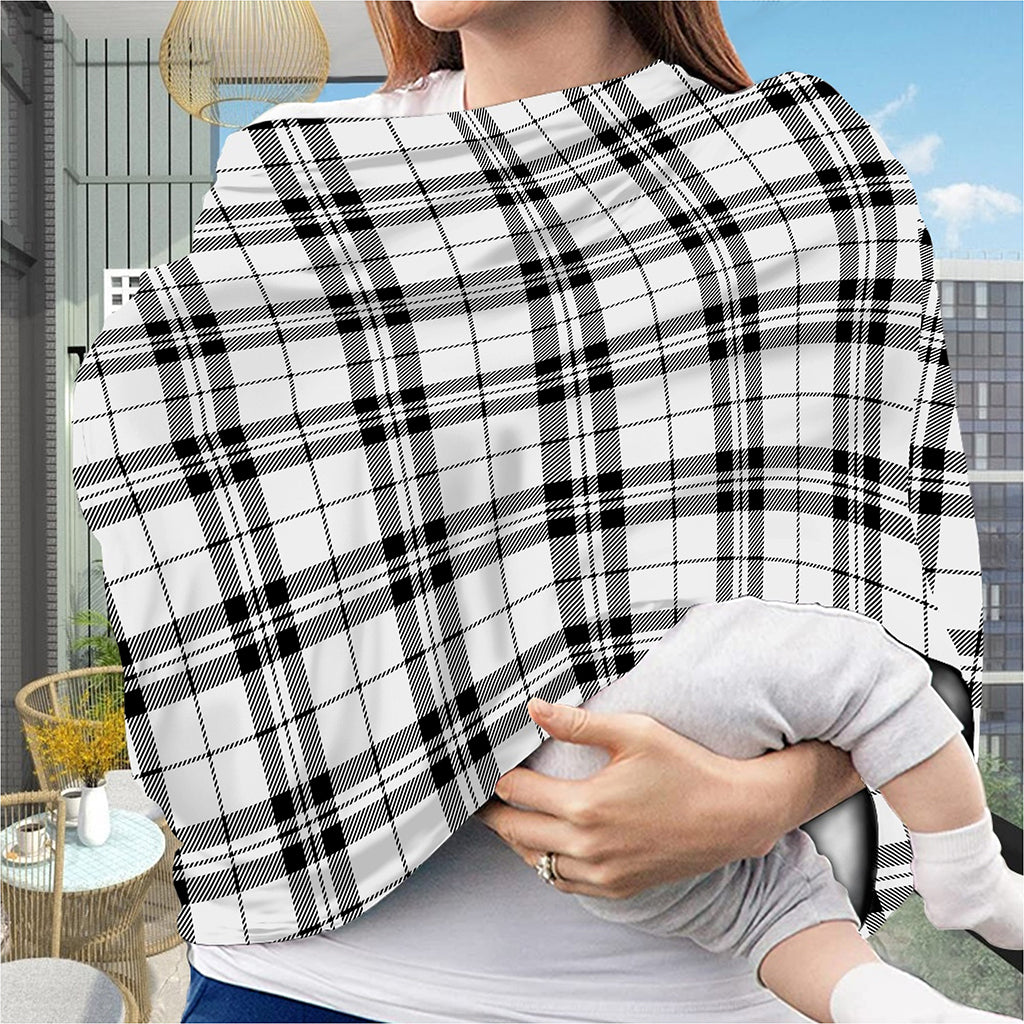White And Black Tartan Pattern Print Baby Seat Cover