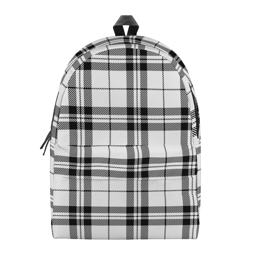 White And Black Tartan Pattern Print Backpack