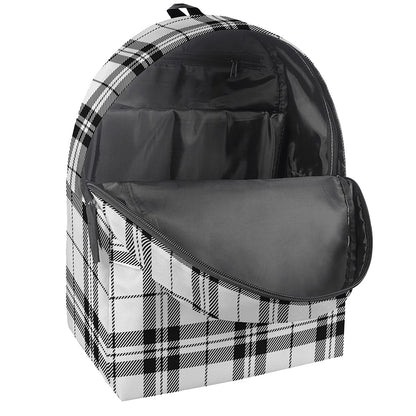 White And Black Tartan Pattern Print Backpack